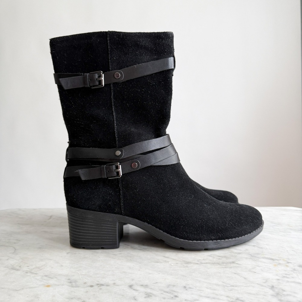 Bandolino Bdursal black suede mid calf‎ boots size 10